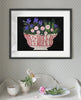 Blue Pansies, Carnations and Rosemary (Original Framed Collage)