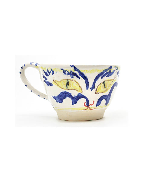 SALE: Blue & Yellow Cat (Hand-thrown Cup)