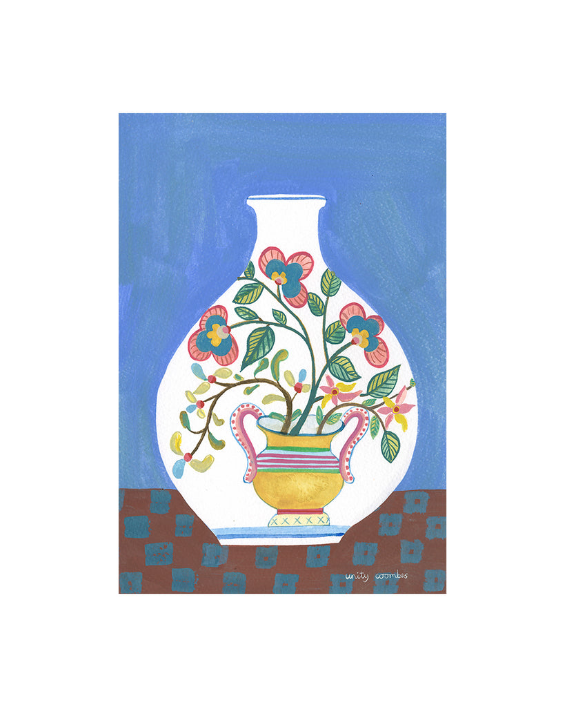 Bountiful Vase (Original Painting, Framed)