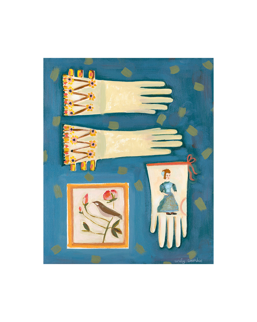 Court Dress and Tapestry Gloves (Original Framed Oil Painting)