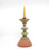 Fluted Pink & Green Leaves (Candlestick)