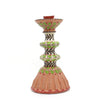 Fluted Pink & Green Leaves (Candlestick)