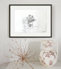 Folk Bird Vase & Helebores (Framed Monoprint)