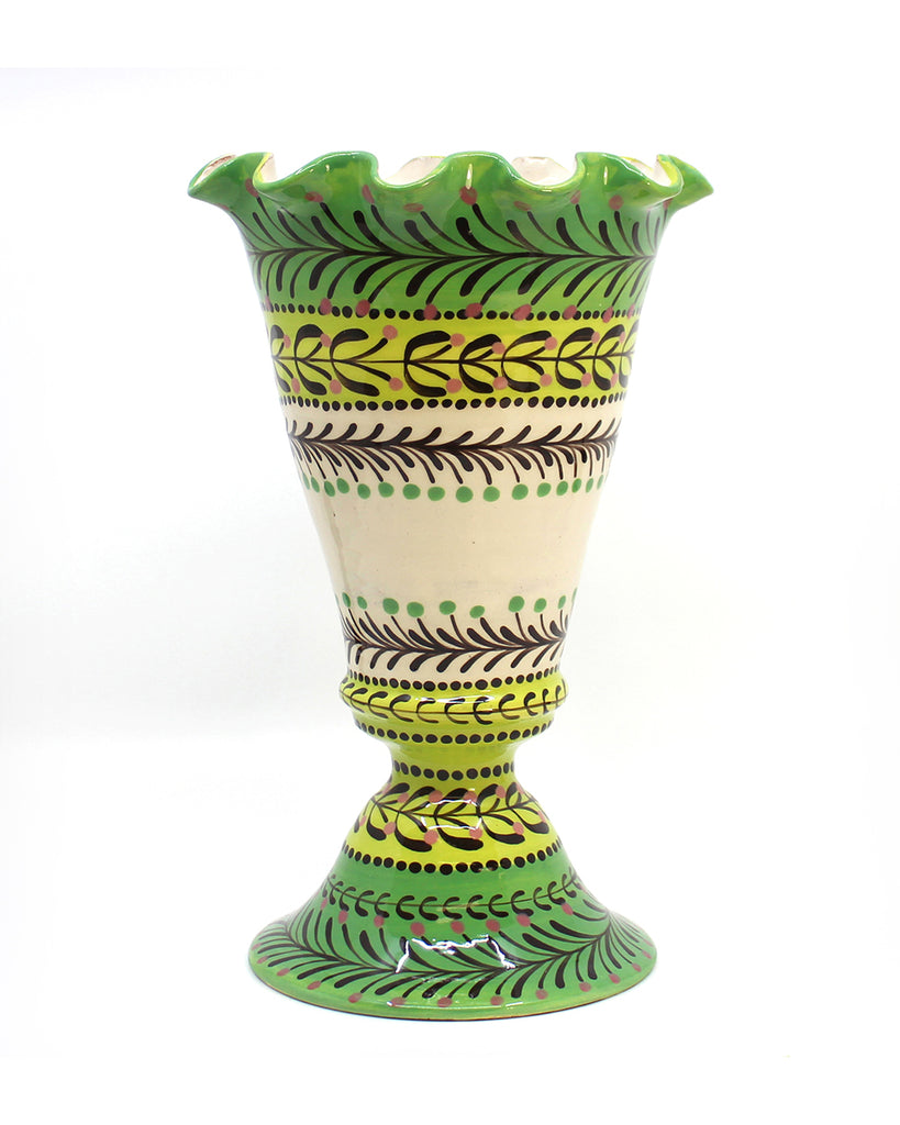 Pedestal Vase (Spring Green Frilled Top)