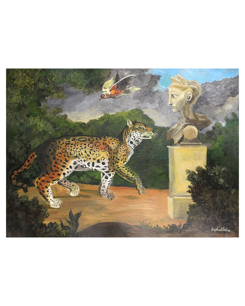 Leopard in the Garden (Original Framed Painting)