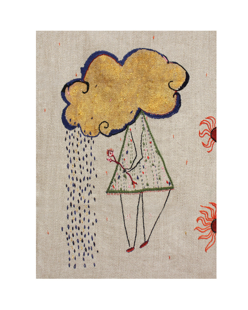 The Rain Cloud - Original Embroidery (Framed)