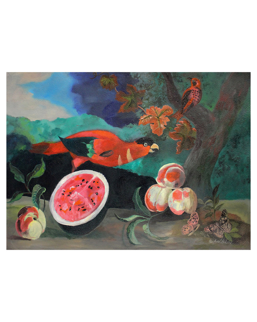 Parrots with Fruit (Original Framed Painting)