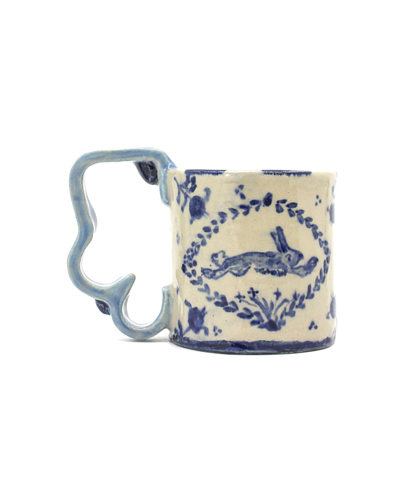 Rabbit and Flowers Cup (Sky Blue)
