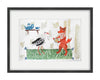 The Fox and the Stork I (Original Framed Collage)